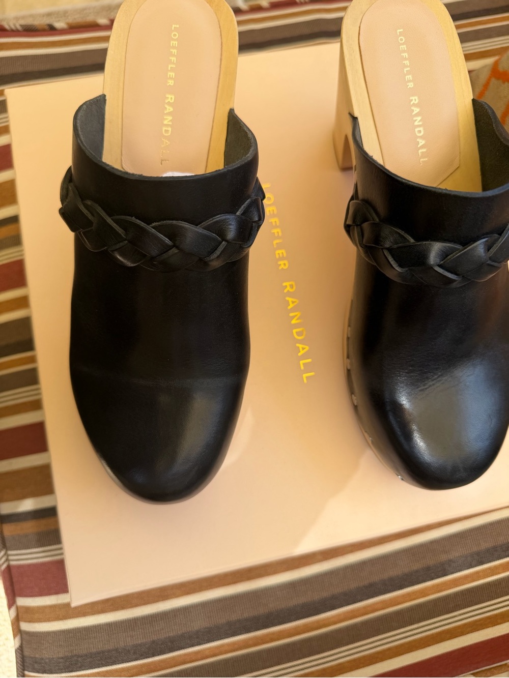 Loeffler Randall Black Leather Braided-strap Mule